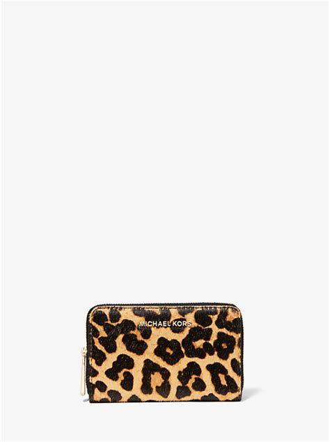 Small Leopard Print Calf Hair Wallet 